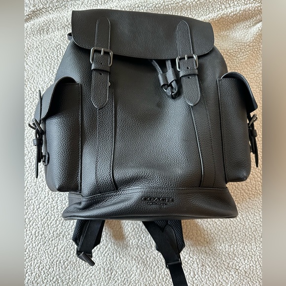 Coach Black Leather Backpack - Picture 1 of 4